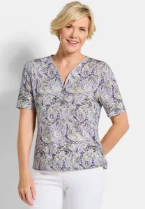 Футболка с принтом mit reissverschluss am ausschnitt Goldner, Lilac/Green Patterned