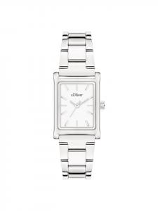 s.Oliver Наручные часы с квадратным корпусом, серебристого цвета