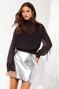 Шифоновая блузка с поясом на спине и сборками Friends Like These, черный