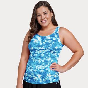 Женский купальник-танкини Maya Plus со встроенным бюстгальтером - Выкройки Calypsa, цвет blue tie dye