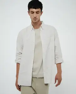 Рубашка в полоску оксфорд Sfera, коричневый