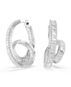 Серьги-кольца Matrix с родиевым покрытием Swarovski, Silver, Clear