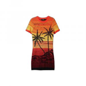 Красное вискозное платье Desigual