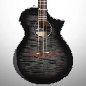 Акустико-электрогитара Ibanez AEWC400, прозрачный черный с эффектом солнца