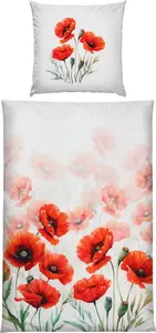 Постельное белье белое-красное 1x 135x200 см + 1x 80x80 см Erwin Müller