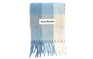 Шарф в клетку с логотипом Acne Studios, синий