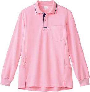 Поло с длинными рукавами PROFeeling (унисекс) с боковыми карманами, прочное, непрозрачное, влагоотводящее, быстросохнущее, простого и свободного кроя для ухода за больными (PK347), розовый