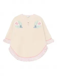 Пончо с вышивкой и бахромой Stella McCartney Kids