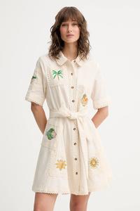 Платье с добавлением льна Lauren Never Fully Dressed, бежевый