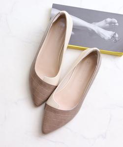 Плоские туфли с заостренным концом 1182 Liberty Doll, цвет Gray Beige Croco Ivory