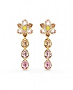 Серьги-подвески Idyllia с позолоченным покрытием Swarovski, Pink