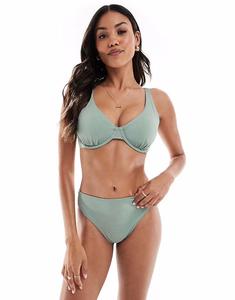 Комбинезон Hollister Curvy с высокой талией и дерзким низом зеленого цвета