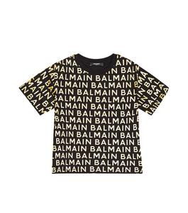 Футболка из хлопкового джерси с логотипом Balmain, черный