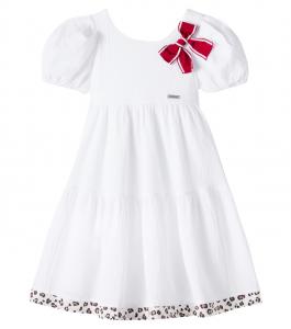 Платье из хлопка с бантом Monnalisa, Bianco+Maculato