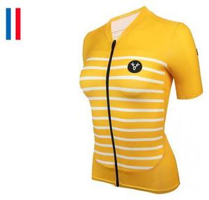 Женская футболка LeBram Ventoux с коротким рукавом, желтая, с регулируемым кроем