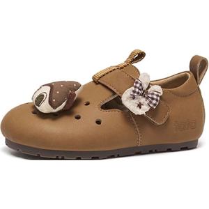 Детские кожаные туфли с противоскользящим износостойким верхом TATA, коричневый