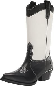 Женские ковбойские ботинки DKNY Laila из металлической кожи, Black/White