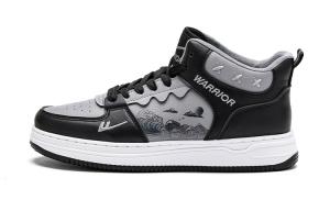 Устойчивые к скольжению высокие кеды для скейтбординга Warrior с амортизацией унисекс черно-серые