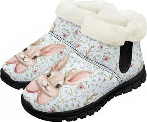 Зимние сапожки для малышей, теплые снежные ботинки, уютные пушистые детские ботильоны, уличная модная обувь для мальчиков и девочек Chririnla, Cute Bunny