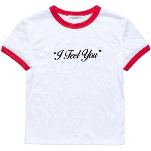 Футболка с втачным рукавом для женщин Acne Studios, белый/красный