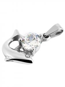 Adeliás Женский кулон из нержавеющей стали с кубическим цирконием в серебряной оправе