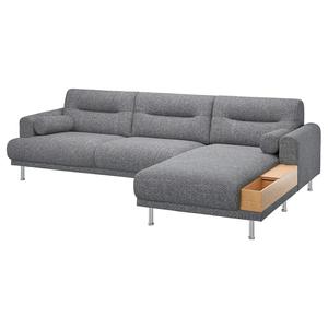 3-местный диван с шезлонгом, справа LÅNGARYD IKEA, цвет lejde grey/black/metal