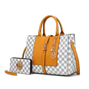 Сумка-саквояж Yuliana с круглым принтом и кошельком - 2 шт. MKF Collection by Mia k., цвет Mustard