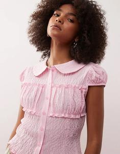 Текстурированная приталенная рубашка COLLUSION нежно-розового цвета