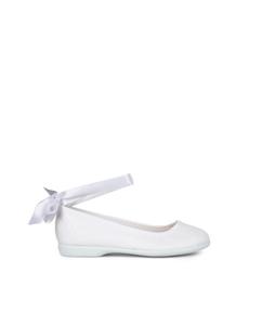 Тканевые балетки для девочек с застежкой-браслетом и атласными лентами Pisamonas, белый