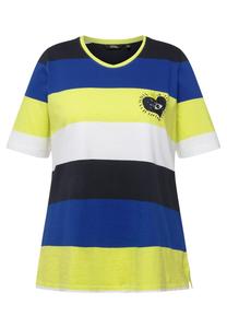 Футболка с принтом STRIPED EMBROIDERED LOGO SHORT SLEEVE  Ulla Popken, темно-синий