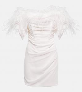 Мини-платье с отделкой из перьев Giuseppe di Morabito, Milk White