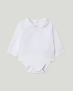 Боди с длинным рукавом, с воротником-стойкой, из трикотажа и ткани пике для малыша Coconut El Corte Inglés, белый