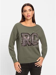 Свитер с круглым вырезом цвета хаки и черного цвета Heine