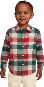 Рубашка из клетчатого твила с застежкой на пуговицы Janie and Jack, Multicolor