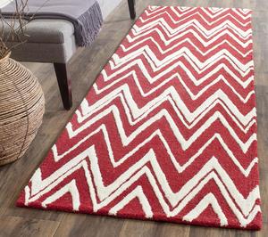 Ковер-дорожка SAFAVIEH, 77 x 244 см, Cambridge Collection, Red & Ivory, ручной работы, шеврон из шерсти, идеально для помещений с высокой проходимостью в гостиной, спальне (CAM711H)