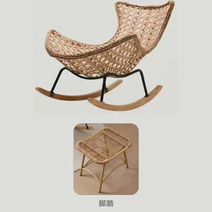 Quanpinwu Кресло-качалка из ротанга без подушек и с подставкой для ног