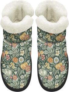 Женские зимние ботинки с меховой подкладкой, противоскользящие, короткие мини-ботинки, широкий размер, удобные повседневные зимние обувь, размеры 4.5-12 Chririnla, Elegant Pumpkin Print