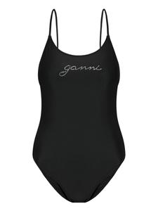 GANNI купальник с кристаллическим логотипом, черный