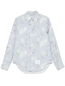 Шелковая рубашка с принтом THOM BROWNE, синий