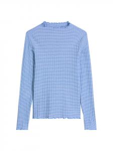 Marc O'Polo DENIM Приталенная футболка с длинными рукавами в рубчик, средне-синего цвета