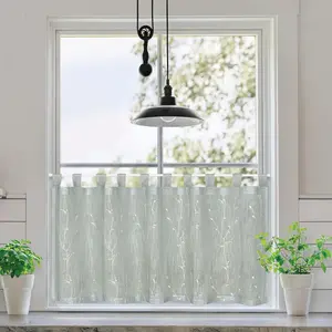 Герстер занавеска для окна Эльфи с петлями 1 шт. Комплект SB-петли-бистро Эльфи из органического хлопка Gerster, кремовый/серый