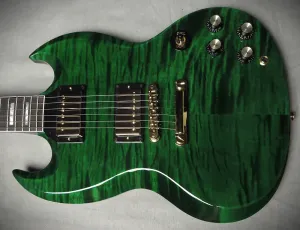 Gibson Ltd Ed SG Custom с рисунком, 2 звукоснимателя, 2025, Green Widow Burst