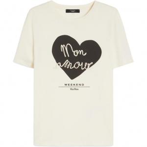Футболка Weekend Max Mara с сердцевидным принтом WEEKEND MaxMara, слоновая кость