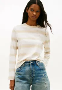Футболка с длинными рукавами и вышивкой флага Tommy Jeans, White Clay Multi Stripe
