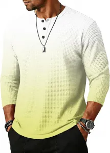 Мужская футболка с длинным рукавом henley waffle knit