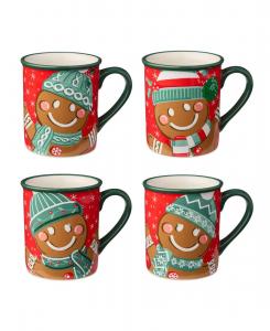 Набор из 4 кружек с рождественскими пряниками Certified International, мультколор