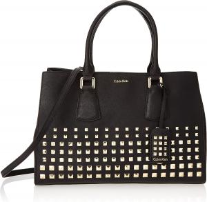 Кожаная сумка-тоут Calvin Klein с тиснением, Black Studded