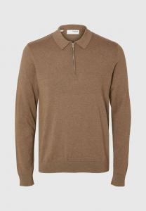 Джемпер SLHBERG LS HALF ZIP NOOS Selected Homme, светло-коричневый