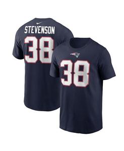 Мужская футболка Rhamondre Stevenson Navy New England Patriots с именем и номером игрока Nike, синий