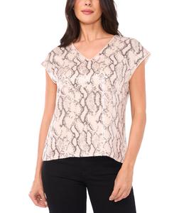 Женская блузка с V-образным вырезом и пайетками с анималистическим принтом Vince Camuto, New Ivory